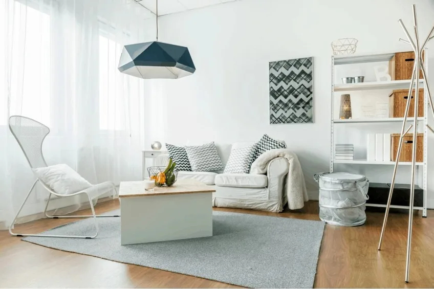 apartment interior with white furniture