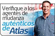 an Atlas Van Lines agent standing next to the words Verifque a los agentes de mundaza autenticos de Atlas