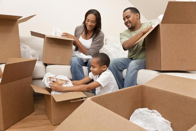A family packing in advance of a move.
