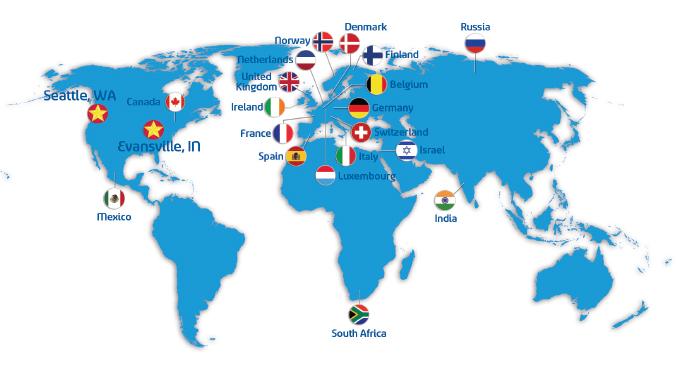 World map of Atlas International locations