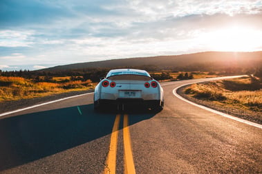 Car driving on an open road